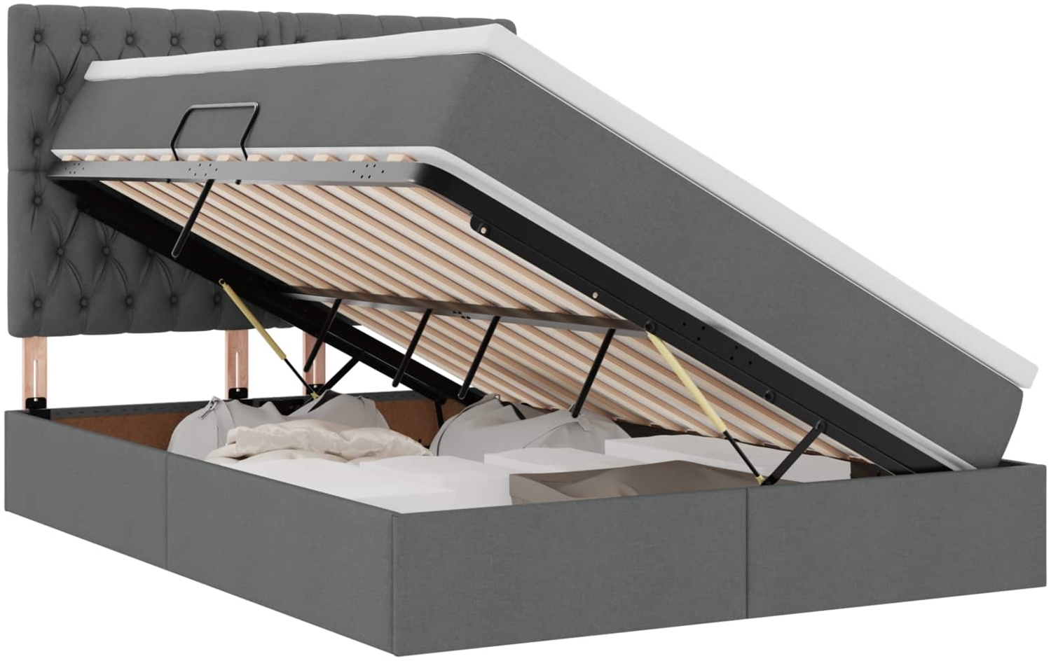 vidaXL Bett mit LED-Lichtleisten Dunkelgrau 140x190 cm Stoff 3372478 Bild 1