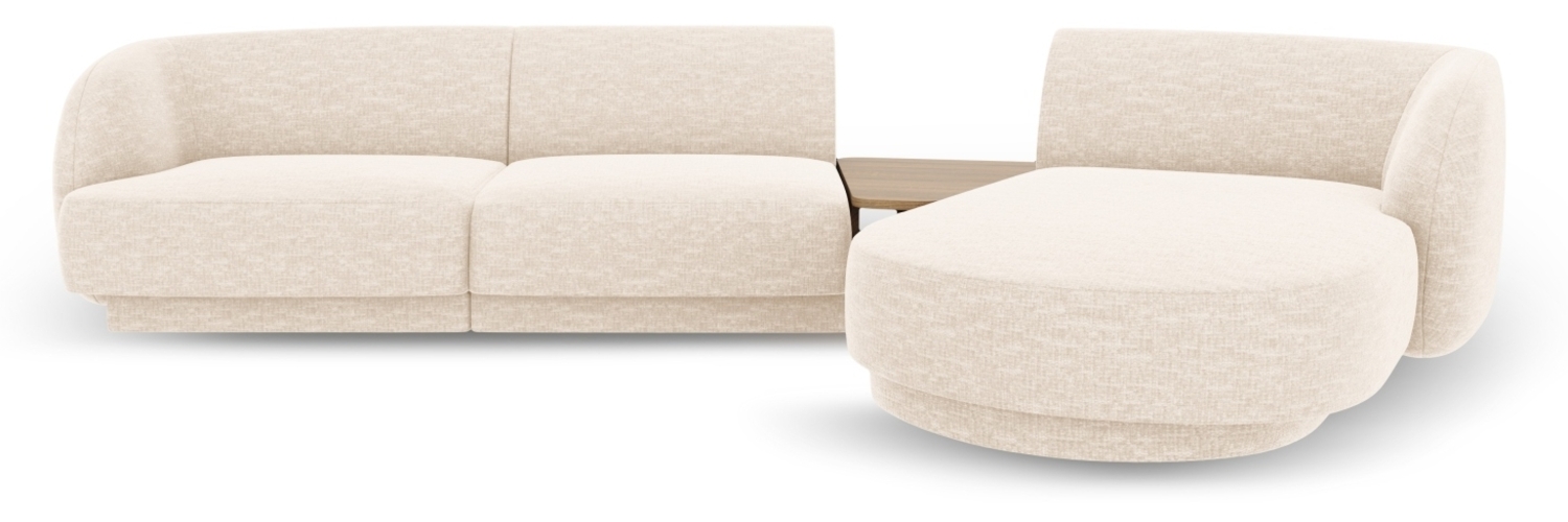 Micadoni Modulares Sofa Miley mit Recamiere 3-Sitzer Rechts Chenille Eden Elfenbein Bild 1