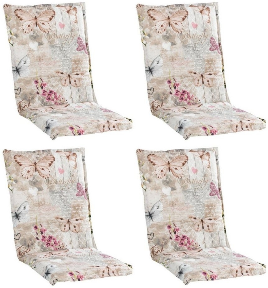 GO-DE Polsterauflage BUTTERFLY, B 50 x L 110 cm, Beige, 4er Set, (Set, 4 St), Gartenstuhlauflagen für Mittellehnstühle Bild 1