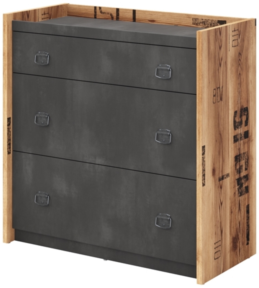 Kommode Fargo Schubladenkommode 90cm Canyon Alpine Spruce Raw Steel Bild 1