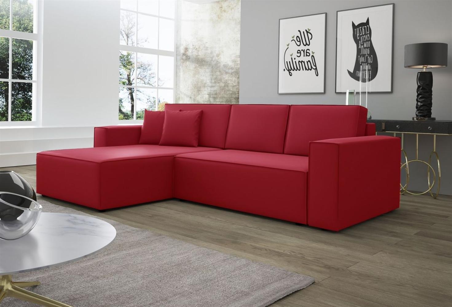 Ecksofa Schlafsofa Sofa CONOR PREMIUM Kunstleder Soft Rot Ottomane Links Bild 1