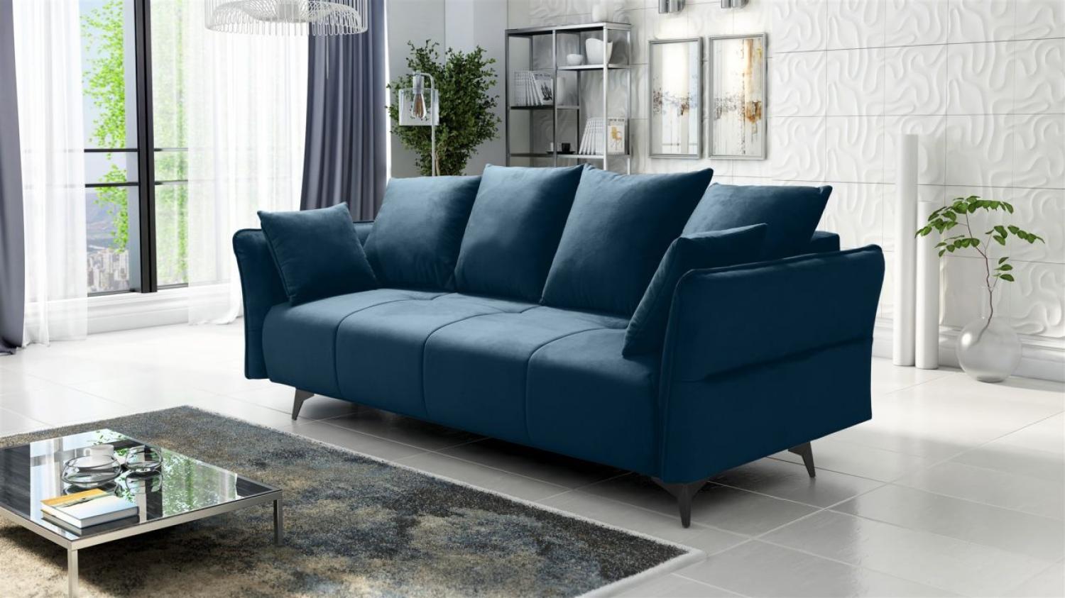 Schlafsofa Sofa 3-Sitzer SADIE Stoff Element Dunkelblau Bild 1