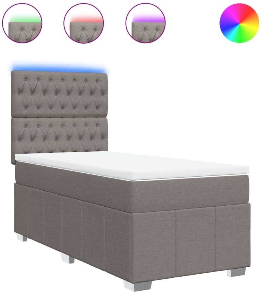 vidaXL Boxspringbett mit Matratze Taupe 90x190 cm Stoff 3293834 Bild 1