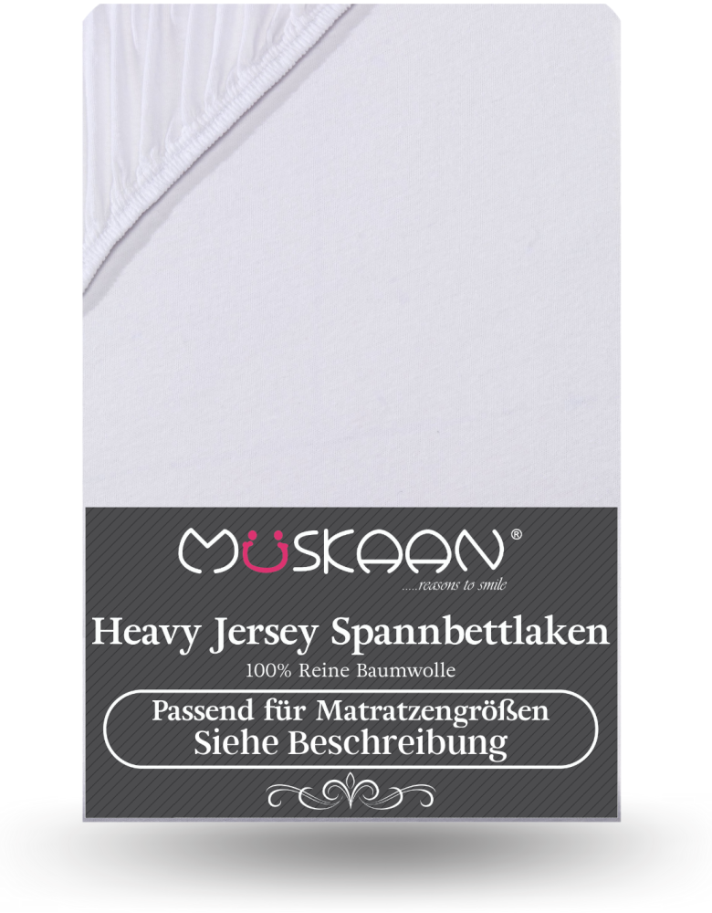 Müskaan - Premium Jersey Spannbettlaken 180x200 cm - 200x220 cm + 40 cm Boxspringbett 160 g/m² weiß Bild 1