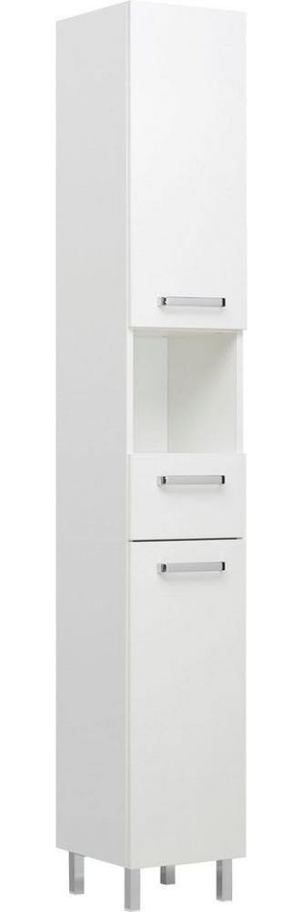 Saphir Hochschrank Quickset Badschrank 30 cm breit, 2 Türen, 1 Nische, 1 Schublade Badezimmer-Hochschrank inkl. Türdämpfer, Griffe in Chrom glänzend Bild 1