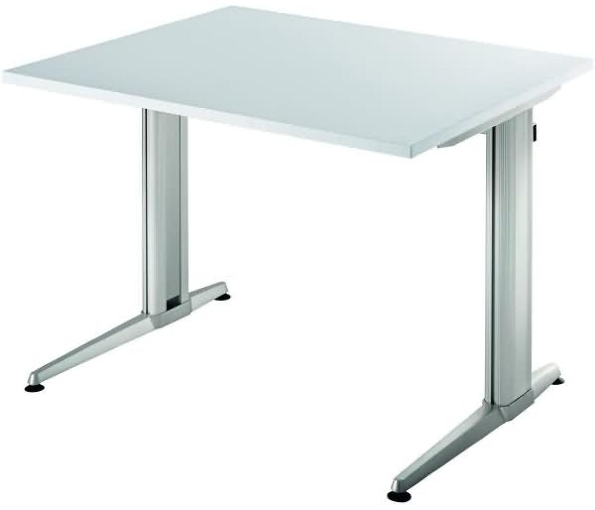 Schreibtisch XS08 C-Fuß 80x80cm Weiß Gestellfarbe: Silber Bild 1