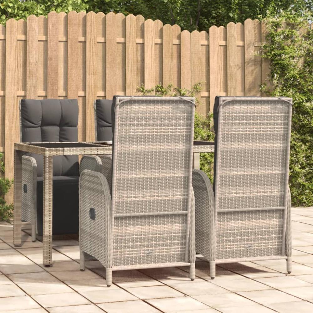 vidaXL 5-tlg. Garten-Essgruppe mit Kissen Grau Poly Rattan Bild 1