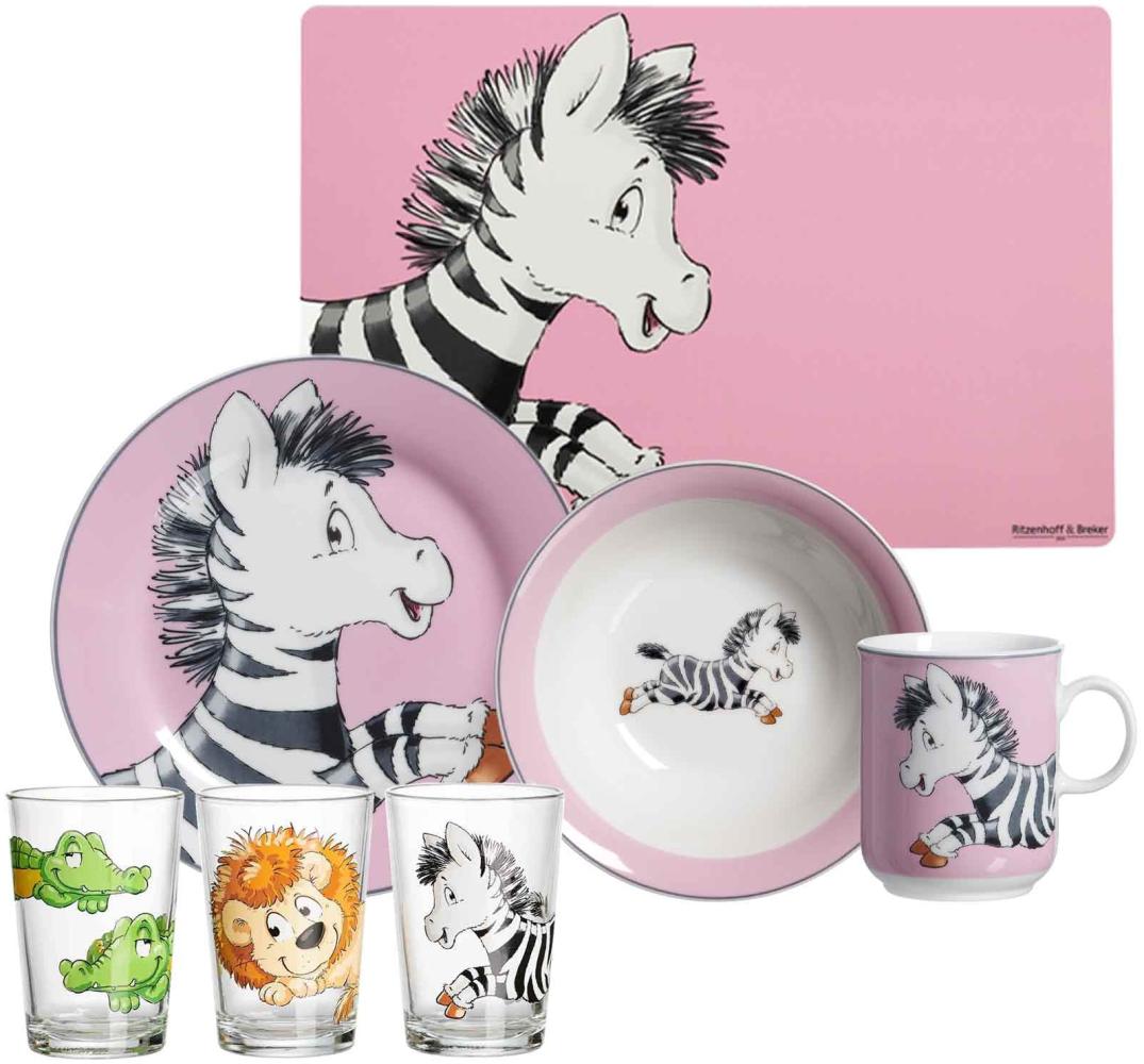 Ritzenhoff & Breker HAPPY ZOO Zebra Geschirr-Set mit Kinderbecher 7-teilig Bild 1