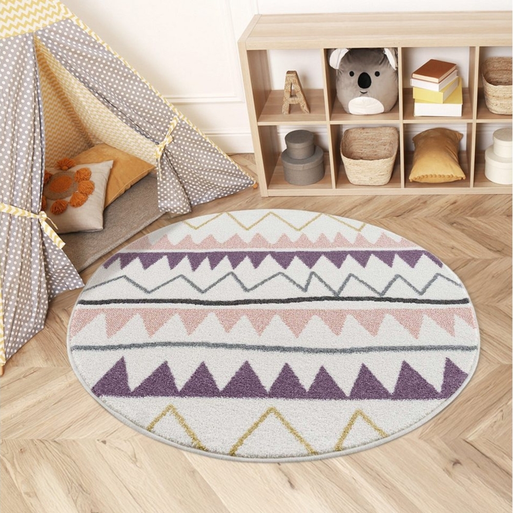 Carpet City Kinderteppich Anime9382, rund, Höhe: 11 mm, Spielteppich, Zickzack, Weicher Flor, Pflegeleicht, Kinderzimmer Bild 1