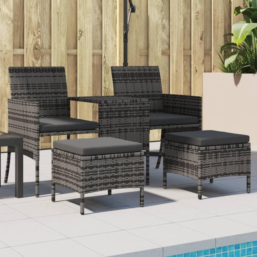 vidaXL Gartensofa 2-Sitzer mit Tisch und Hockern Grau Poly Rattan 317627 Bild 1