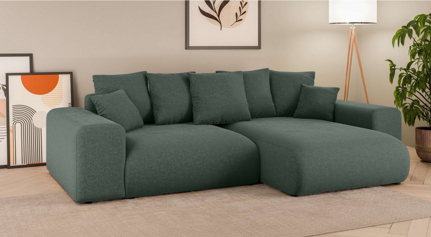 INOSIGN Ecksofa LAKESIDE mit Bettfunktion und Bettkasten, B/T/H 257/166/84 cm, L-Form, Recamiere beidseitig montierbar, Wellenunterfederung Bild 1