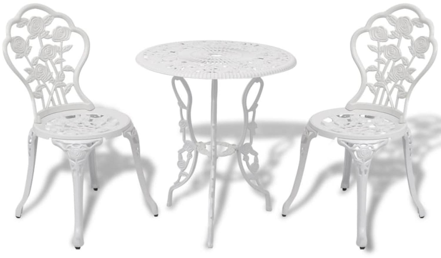 vidaXL 3-tlg. Bistro-Set Aluminiumguss Weiß 42165 Bild 1