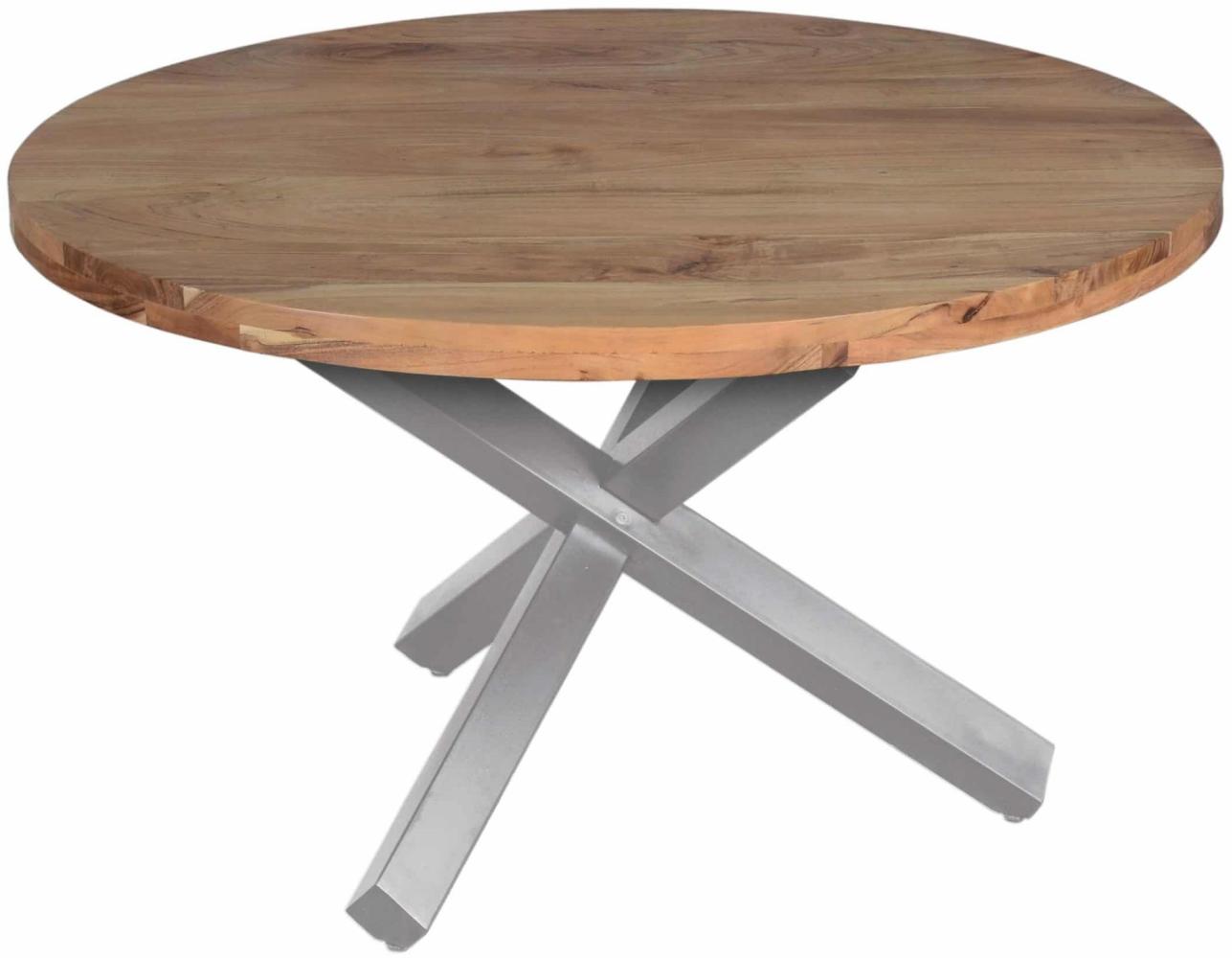 Runder Massivholz Tisch Akazie Natur 140 cm silber RUNA 527545 Bild 1