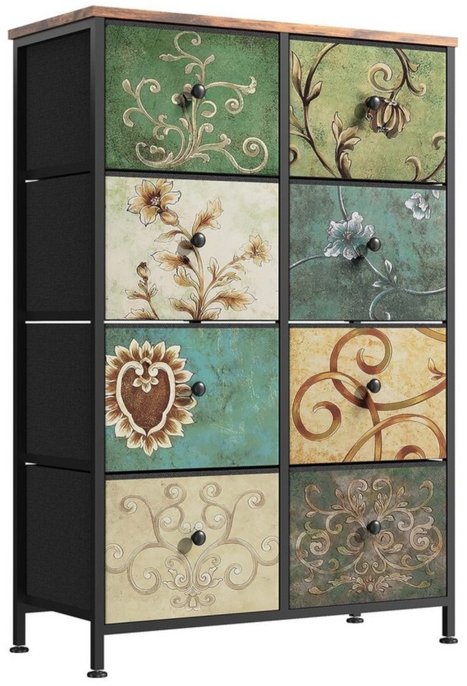 FUROKOY Kommode (Stauraumschrank mit 8 Schubladen, Böhmische Stoffkommode für Schlafzimmer Geeignet Wohnzimmer Flur) Bild 1