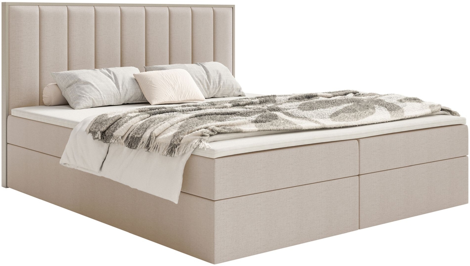 Selsey 'Togents' Boxspringbett 180x200 mit Stauraum und Topper, hydrophobe Chenille, beige Bild 1