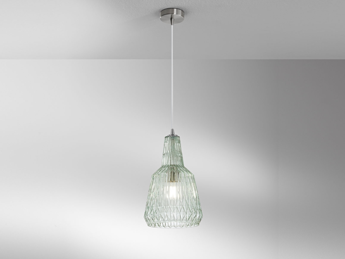 LED Hängelampe einflammig, Kristallglas Grün facettiert, Ø 23cm Bild 1