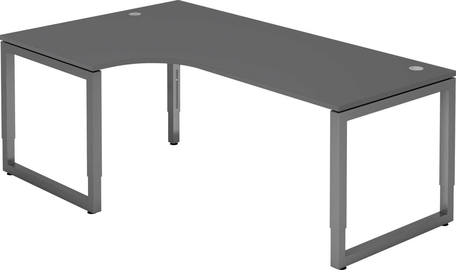 bümö höhenverstellbarer Eckschreibtisch R-Serie 200x120 cm in graphit, Gestell in Graphit - Schreibtisch L Form, großer Tisch für's Büro, Computertisch höhenverstellbar, RS-82-G-G Bild 1