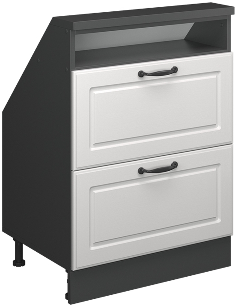 Küchenschrank für Dachschrägen R-Line Weiß Landhaus 60 cm mit 2 Schubladen Vicco Bild 1