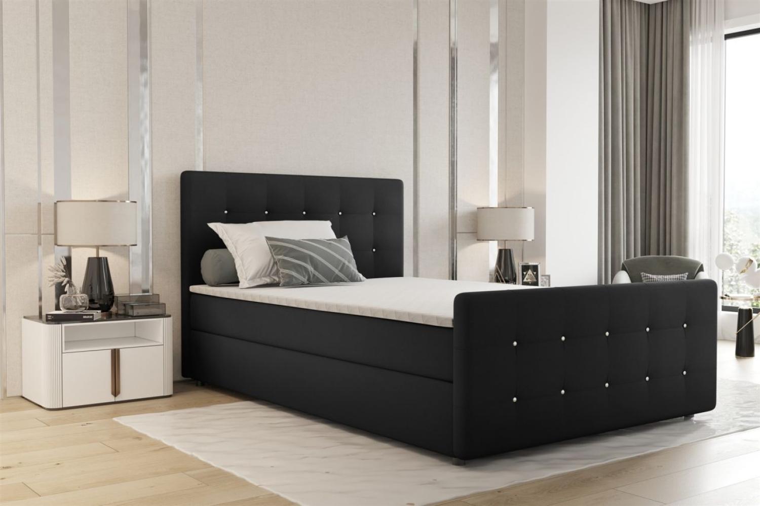 Boxspringbett Schlafzimmerbett MARKOS 120x200cm Stoff Soro Schwarz inkl. Topper Bild 1