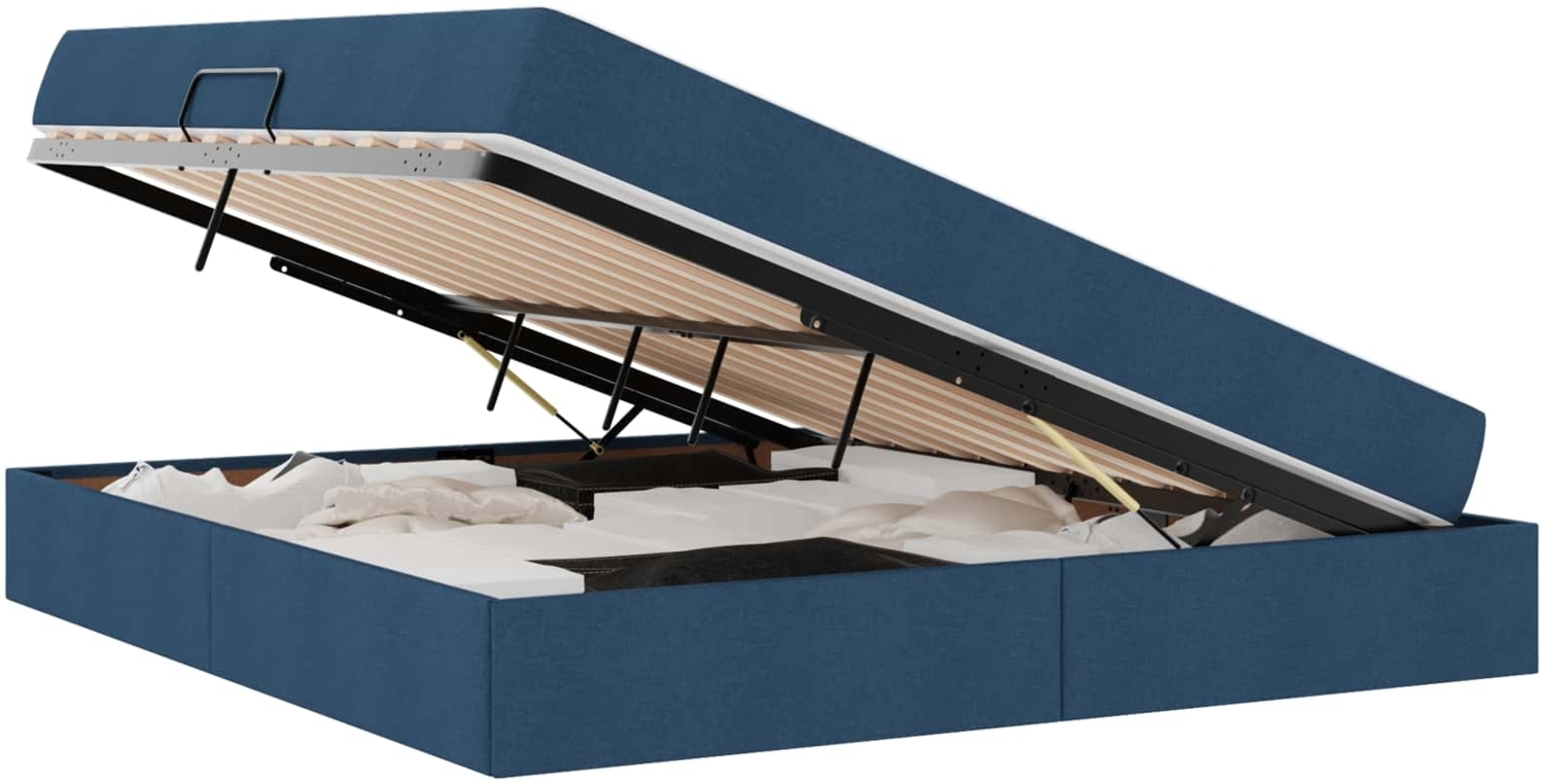 vidaXL Aufbewahrungsbett mit Matratze Blau 180x200 cm Polyester 3399681 Bild 1