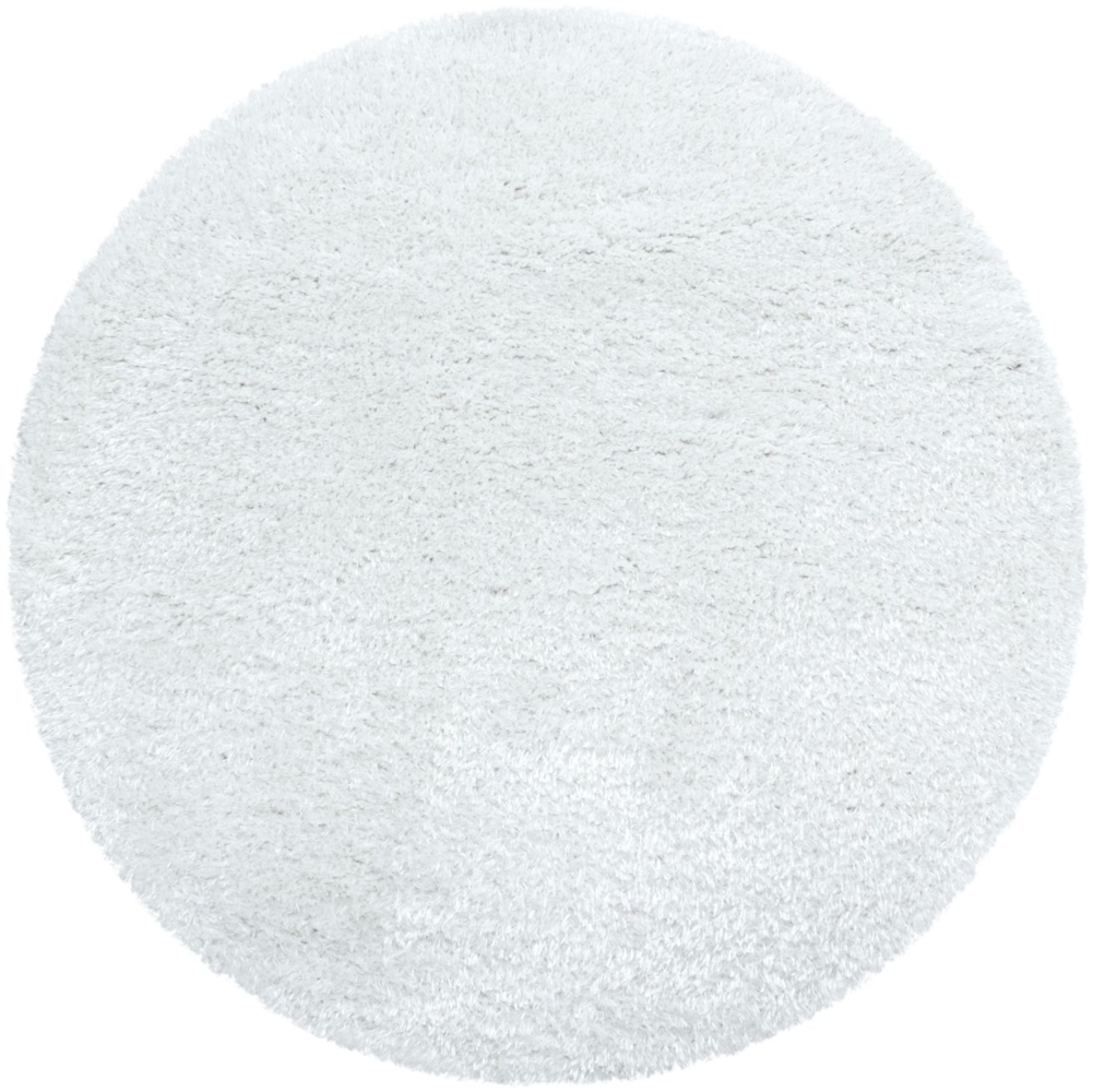 Hochflor Teppich Baquoa rund - 200 cm Durchmesser - Weiß Bild 1