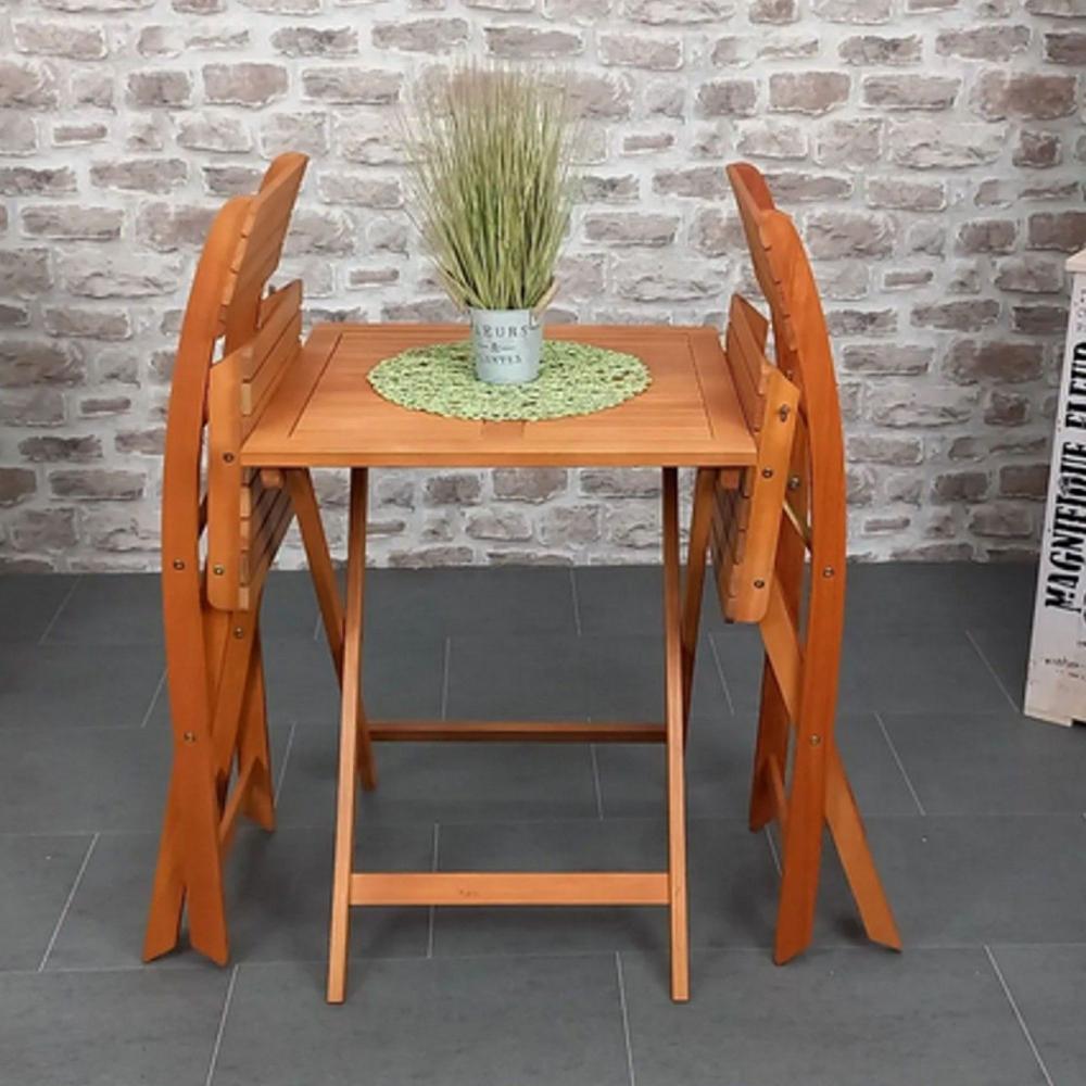 Sensline 3 tlg. Balkonset Hartholz Tisch und 2 Stühle klappbar Bistro Set Bild 1