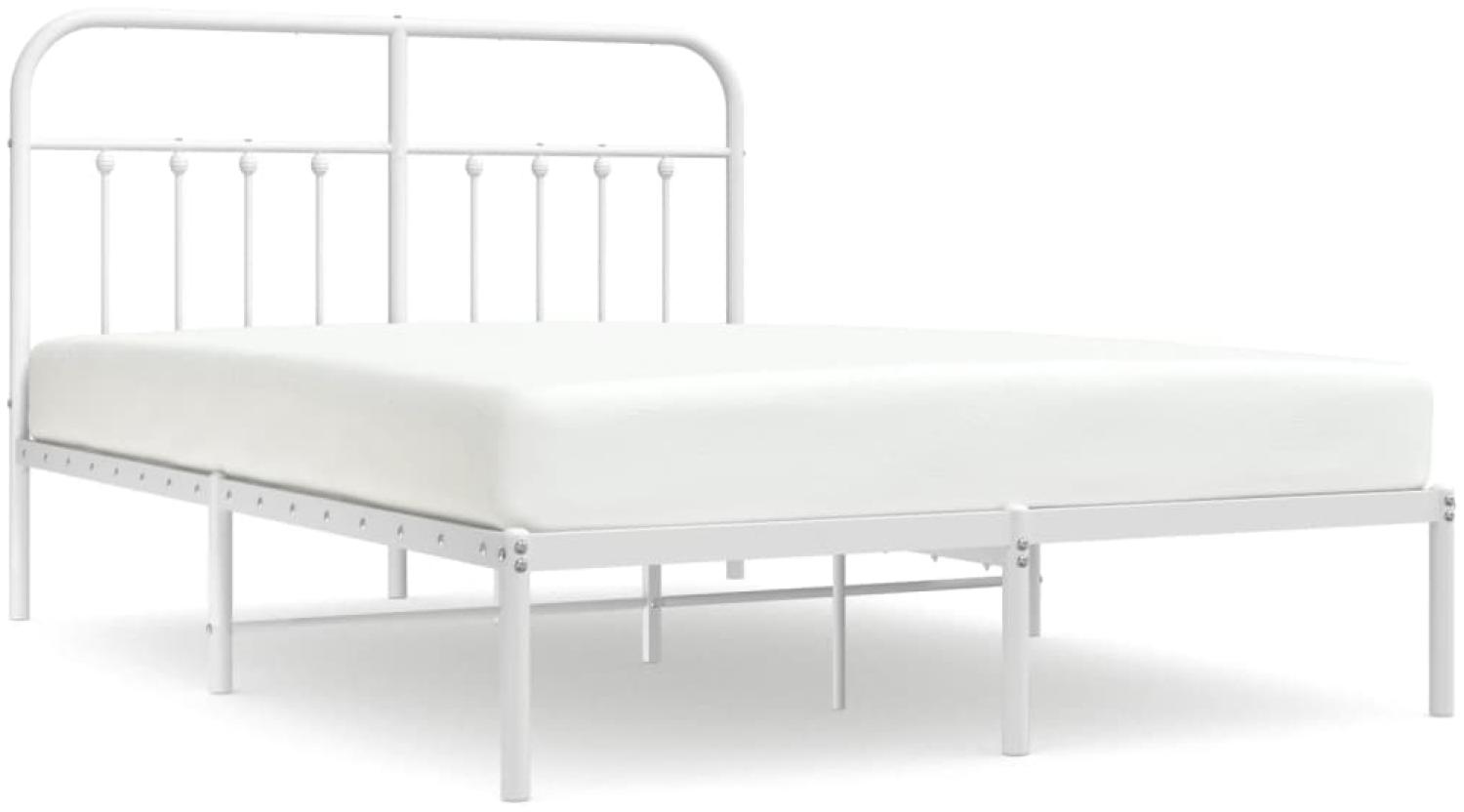 vidaXL Bettgestell mit Kopfteil Metall Weiß 150x200 cm 352629 Bild 1