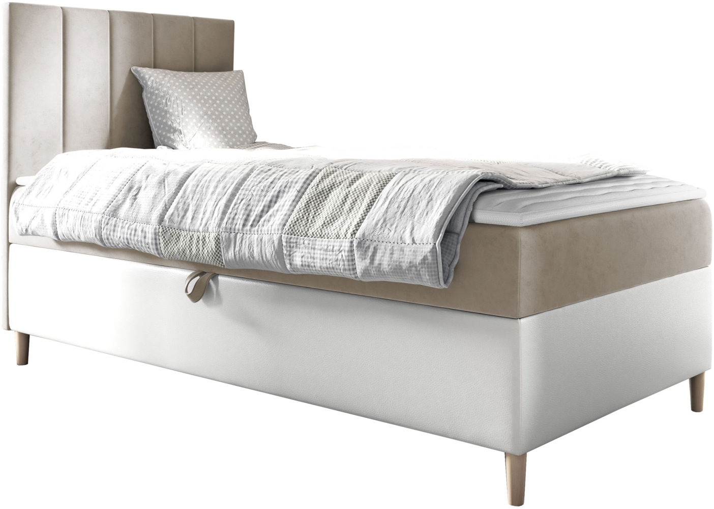 Boxspringbett Chapeni 'Junior 1' beige 100x200 cm Links Bild 1