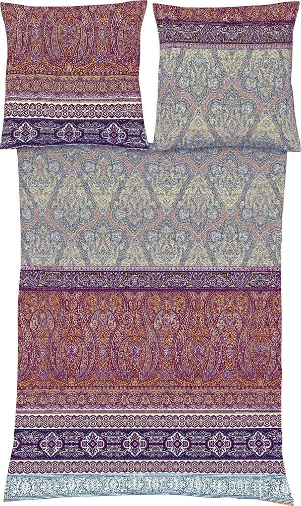 Fleuresse Mako-Satin Bettwäsche 200x200 Ornamente Paisley mystic rot 114128-14 Bild 1