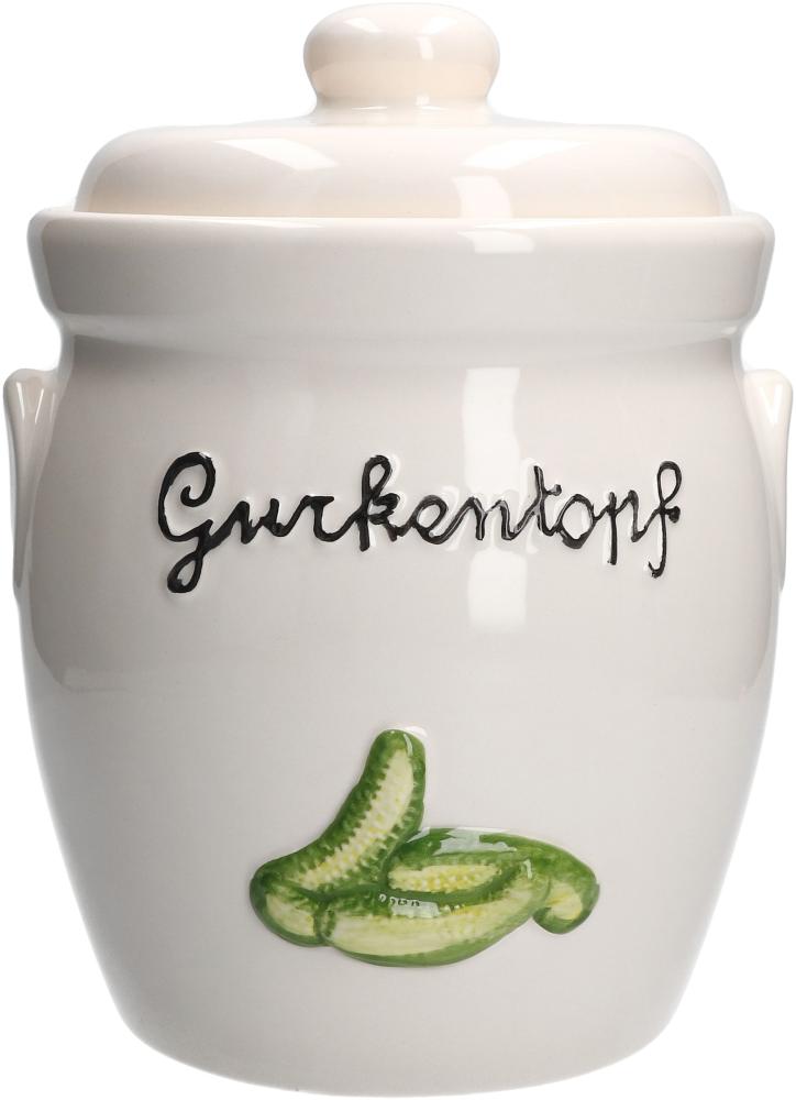 Gurkentopf Gürki 3 Ltr Porzellan weiß Gurkenmotiv Gärtopf Sauerkrauttopf Rumtopf Bild 1