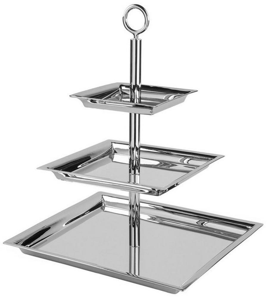 Fink Dekoetagere NAGANO 3er Etagere - H. 44cm - silber - Edelstahl - Wohnaccessoire (1 St, Präsentationsständer - Kuchenständer), Eleganter Kerzenleuchter: Kerzenständer & Halter für Stabkerzen Bild 1