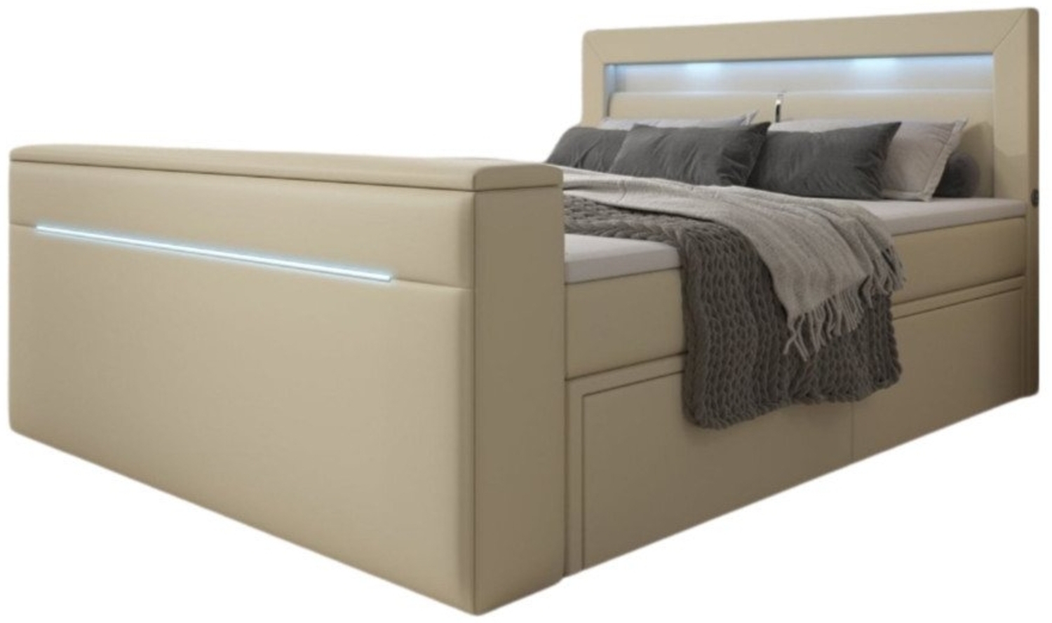 Luxusbetten24 Boxspringbett Rinori, mit TV Lift, USB, LED und Stauraum Bild 1