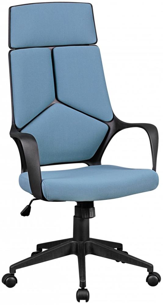 Kadima Design Ergonomischer Bürostuhl "Zenta" mit atmungsaktiver Rückenlehne, Stoffelementen, Kunststoff-Armlehnen. Blau, 70x63x129 cm Bild 1