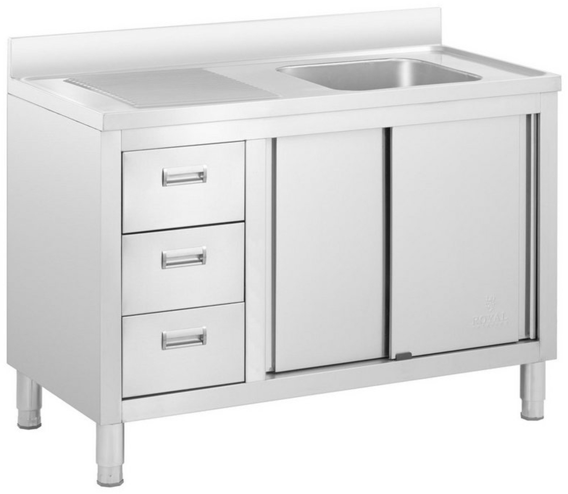 Royal Catering Spülenschrank 120 x 60 x 94 cm Spülenunterschrank Becken Edelstahl 40x40x30cm Profi Bild 1