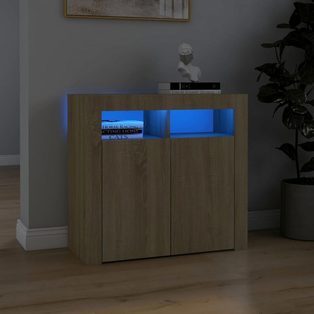 vidaXL Sideboard mit LED-Leuchten Sonoma-Eiche 80x35x75 cm 804331 Bild 1