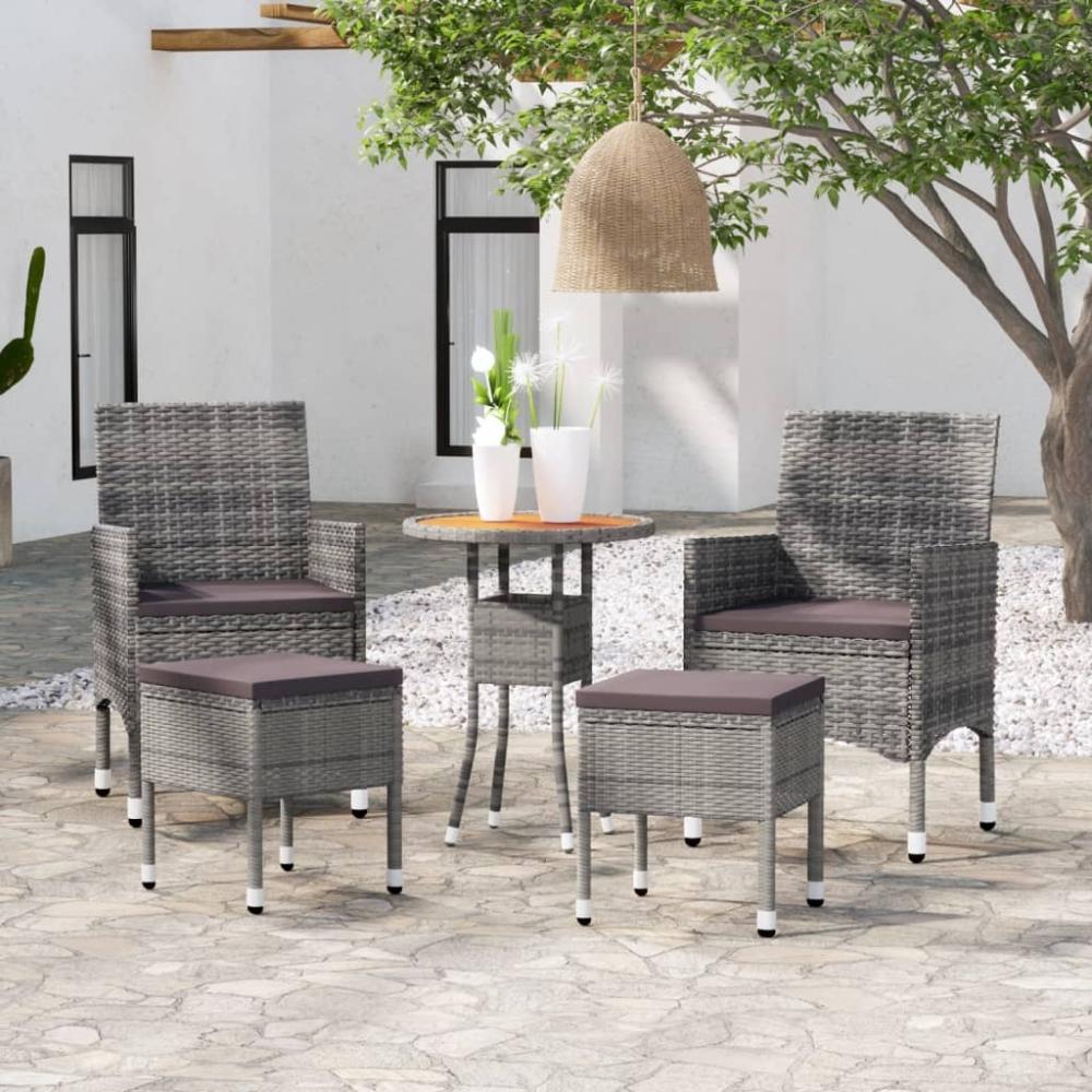 vidaXL 5-tlg. Garten-Lounge-Set Poly Rattan Grau 3058473 Bild 1