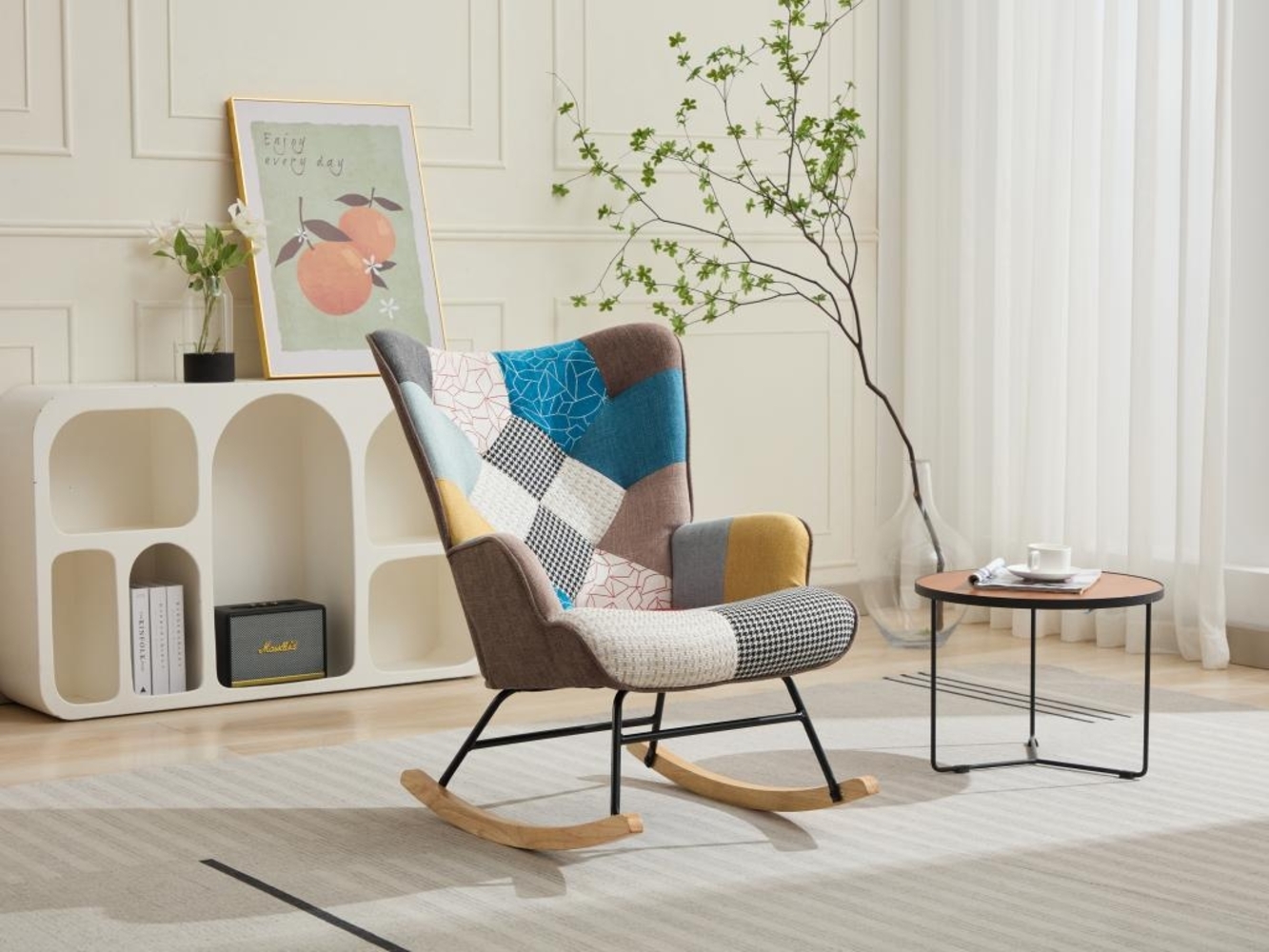 Vente-unique - Schaukelsessel - melierter Stoff - Patchwork - mehrfarbig - ELMINA II Bild 1