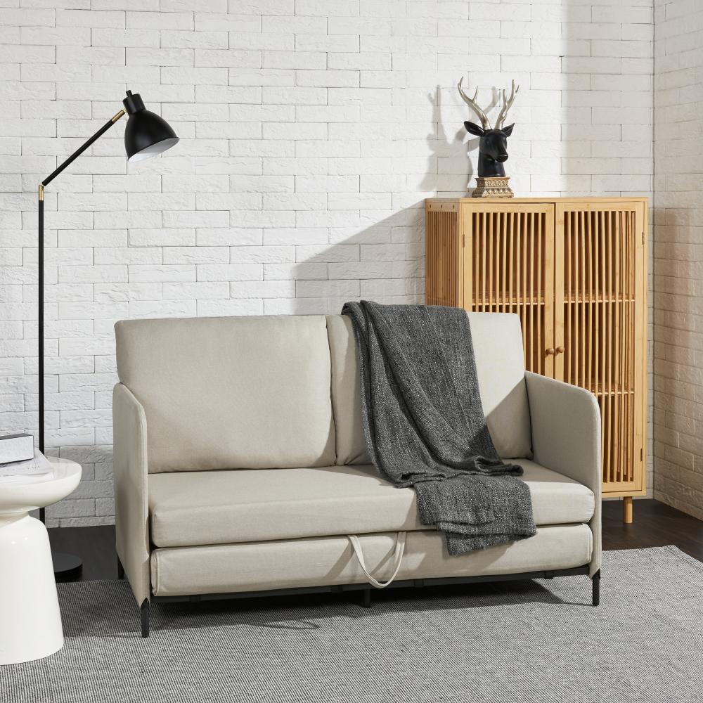 Schlafsofa Soini mit Liegefunktion Beige [en. casa] Bild 1