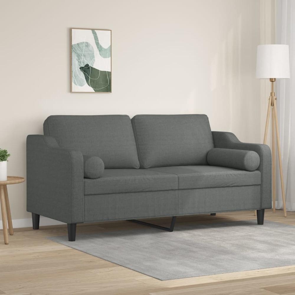 vidaXL 2-Sitzer-Sofa mit Zierkissen Dunkelgrau 140 cm Stoff 3200846 Bild 1