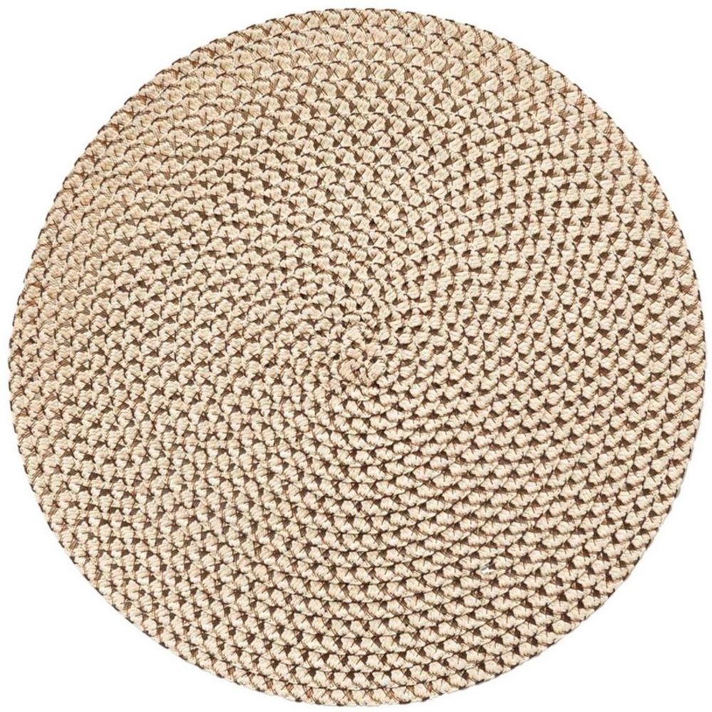 Macosa Home Platzset 4er Set Papierfaser rund 38 cm Tischset Beige Tischmatten, (Naturmaterial, 4-St, Teller-Unterlage Platzdeckchen Tischmatte), Platzmatten modern Boho Tischset Tisch-Untersetzer Bild 1