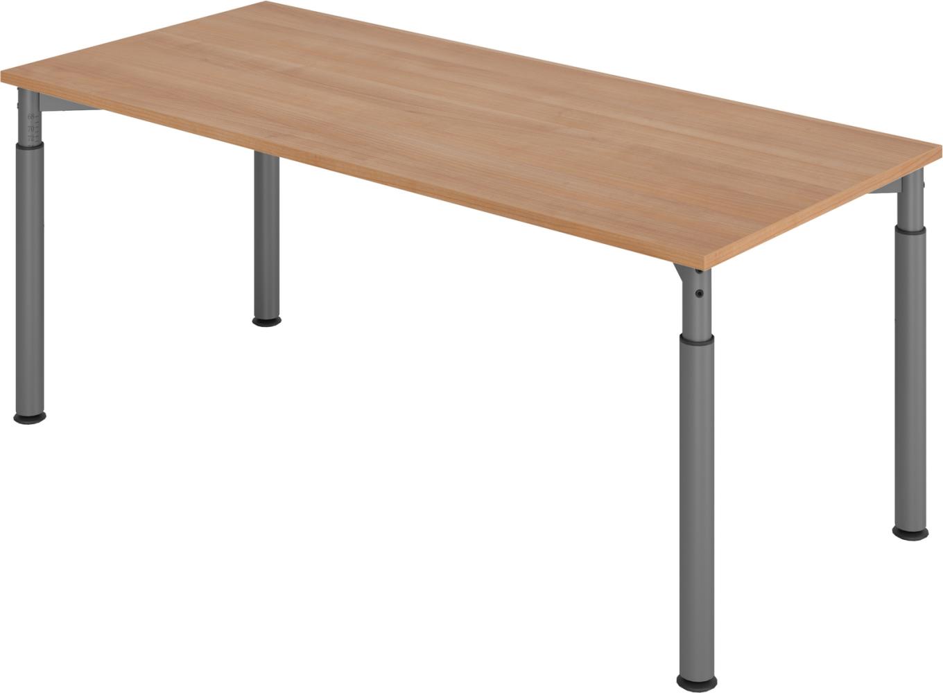 bümö höhenverstellbarer Schreibtisch 180x80 cm in Nussbaum, Gestell graphit - PC Tisch höhenverstellbar & groß, höhenverstellbarer Tisch Büro, großer Computertisch verstellbar, Y-Serie, YS-19-N-G Bild 1