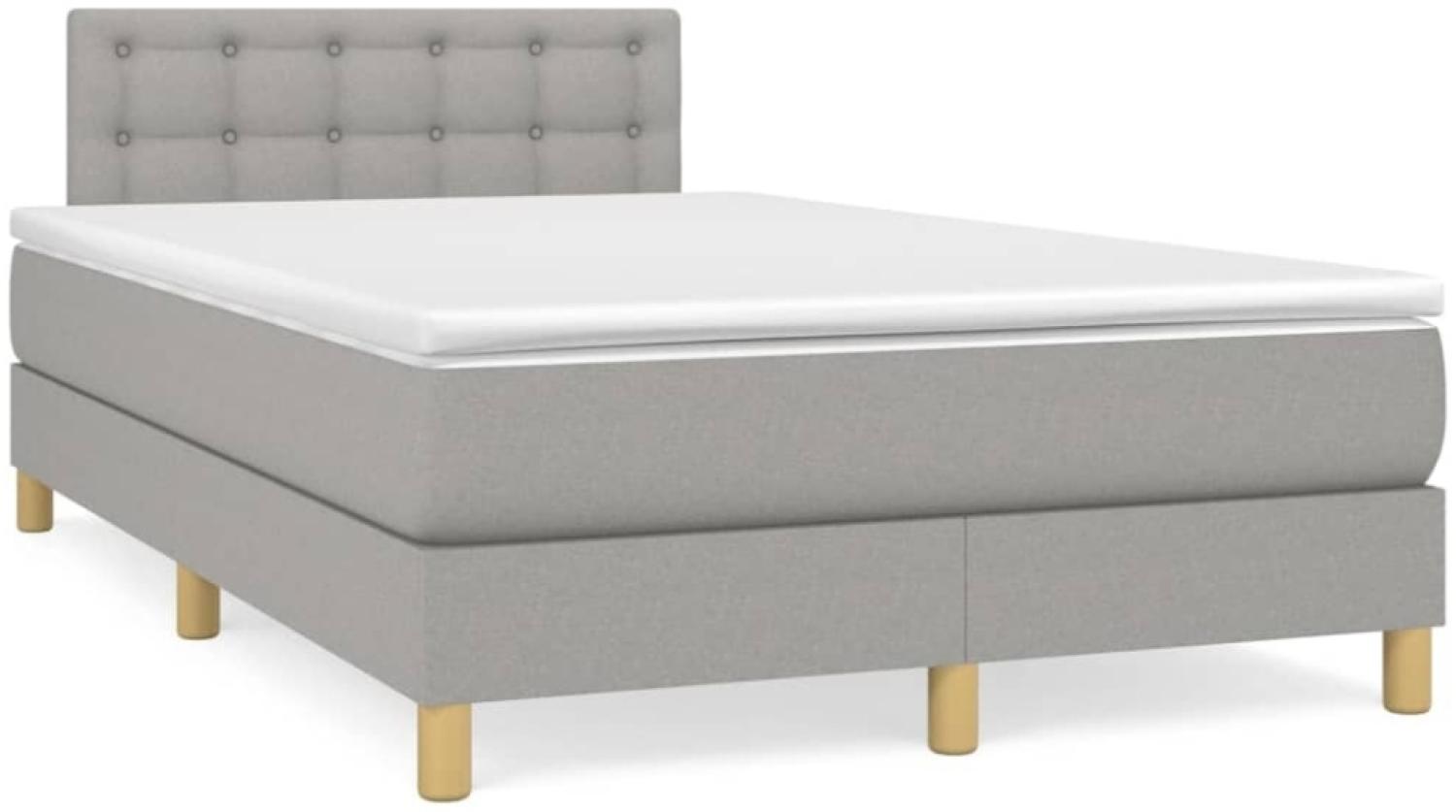 vidaXL Boxspringbett mit Matratze & LED Hellgrau 120x190 cm Stoff 3270116 Bild 1
