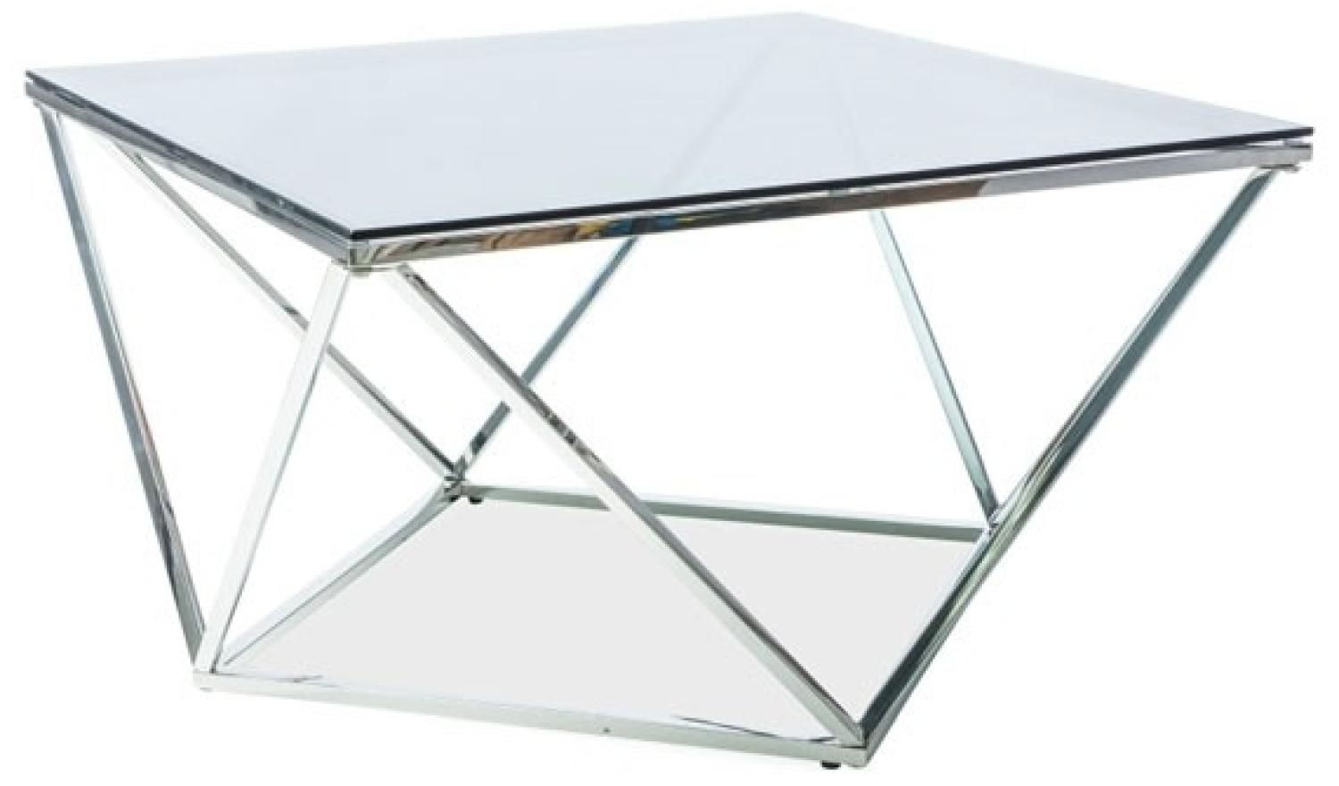 Couchtisch Glastisch Silver A 80x80x45cm Chrom Bild 1