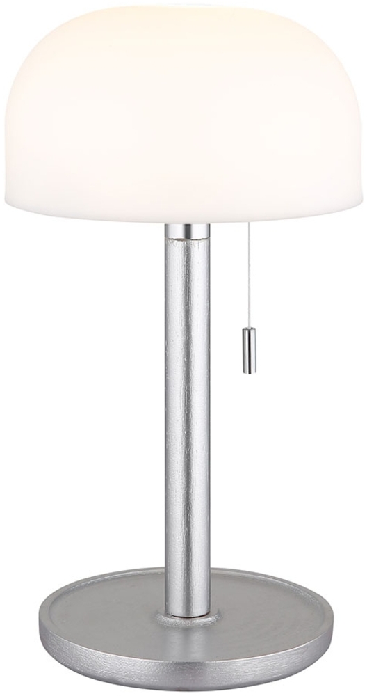 LED Außen Tischleuchte, IP44, Bambus, silber, Zugschalter Bild 1