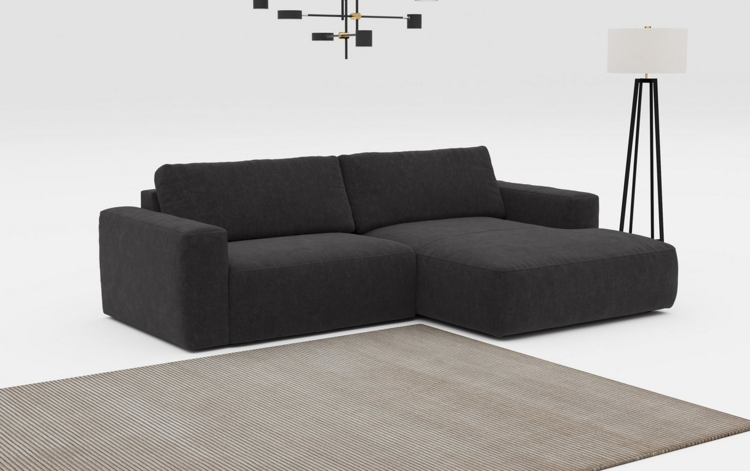 COTTA Ecksofa Lasso L-Form, XL-Sofa, mit breiter Recamiere im trendigen Cord oder angenehmen Strukturstoff Bild 1