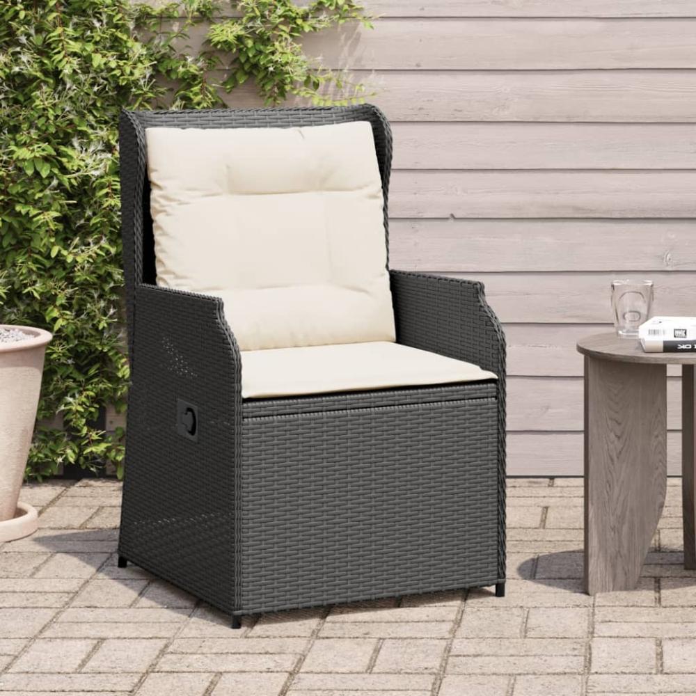 vidaXL Gartensessel mit Kissen 2 Stk. Verstellbar Schwarz Poly Rattan 368991 Bild 1