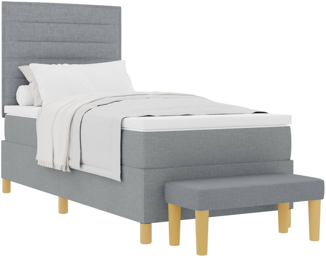 vidaXL Boxspringbett mit Matratze Hellgrau 90x200 cm Stoff 3344191 Bild 1