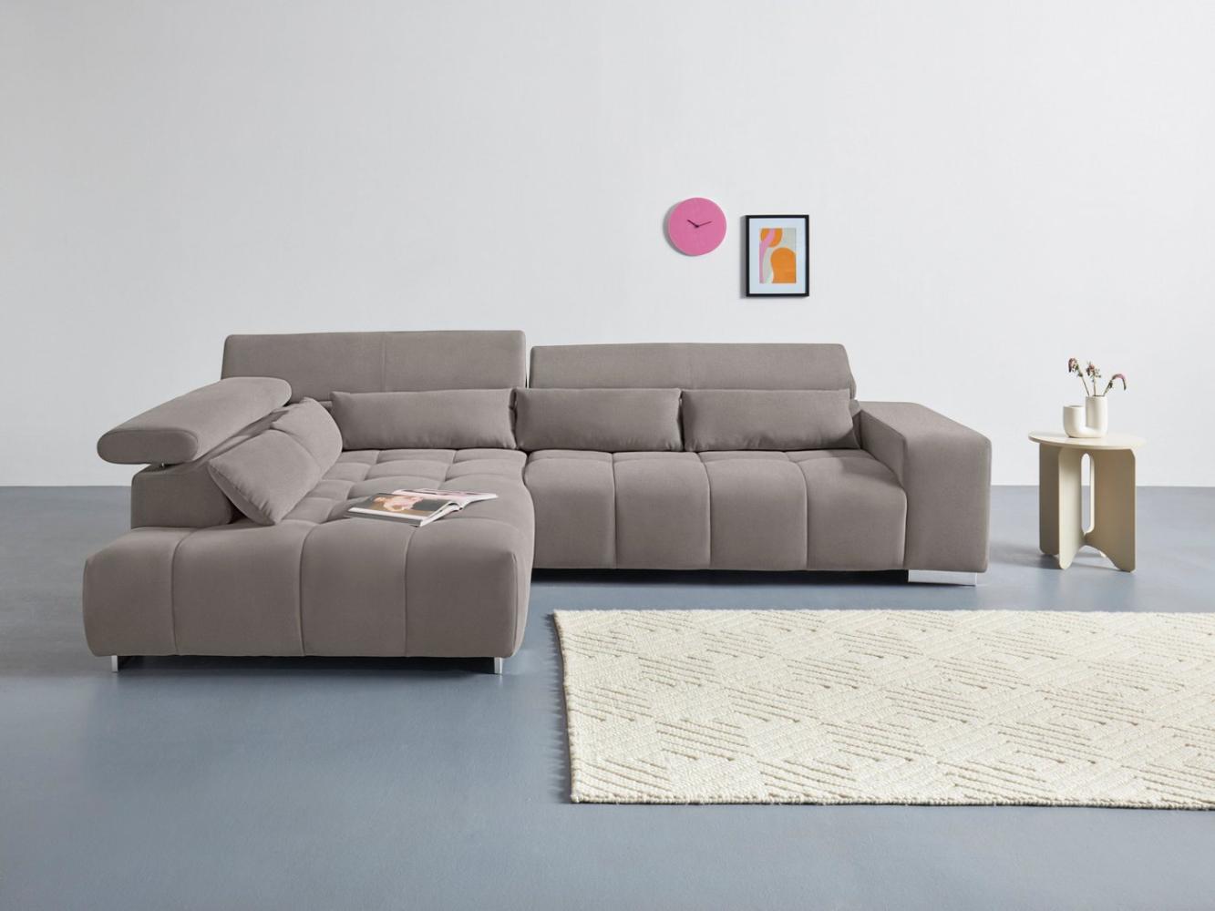 COTTA Ecksofa Orion L-Form, mit Ottomane, inklusive verstellbarer Kopfstützen und 5 Nierenkissen Bild 1