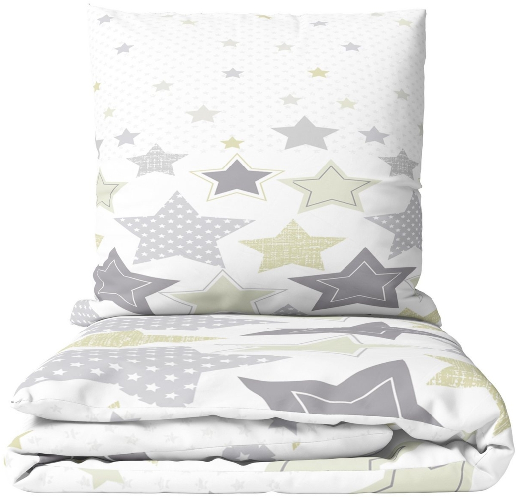 Leonado Vicenti Bettwäsche 135x200 cm warm und flauschig, Fleece, 2 teilig, kuschelig weich in beige, weiß und grau Bild 1