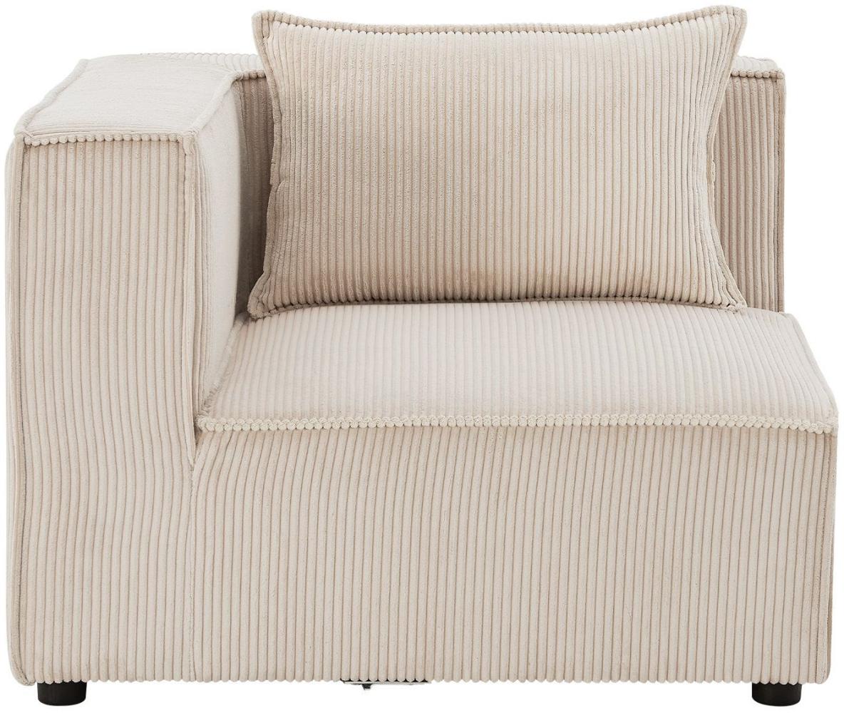 Juskys Ecksofa Links Domas - modulares Sofa in Cord Beige - Wohnzimmer Couch mit Armlehne & Kissen - Modulsofa 130 kg belastbar - Wohnlandschaft Bild 1